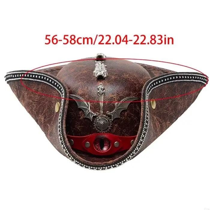 Chapeau Pirate Œil du Diable en Cuir PU avec Décorations en Métal Accessoire de Mode pour Adultes Occasions Thématiques Halloween