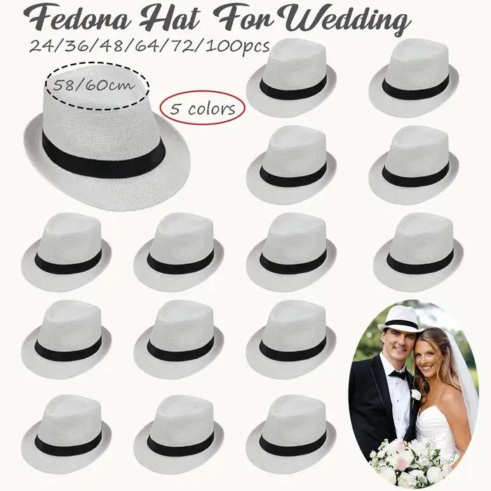 Chapeaux Fedora en paille à bord court