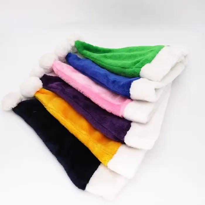 Chapeau de Père Noël multicolore en coton doux pour adultes et adolescents, idéal pour Noël, Nouvel An et toutes célébrations festives