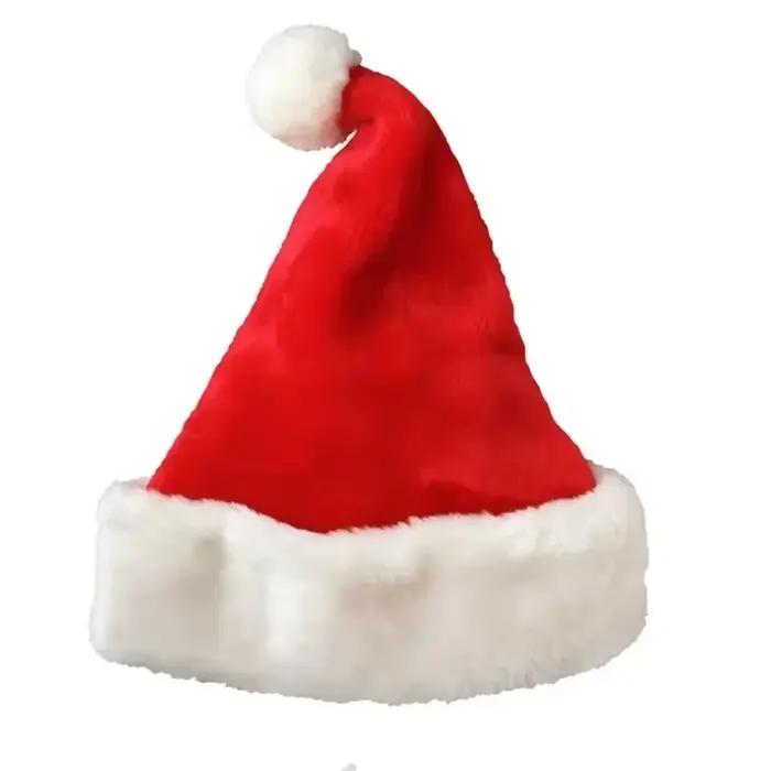 Chapeau de Père Noël en velours rouge et fourrure blanche pour adultes et enfants, idéal pour les fêtes de Noël et les événements festifs