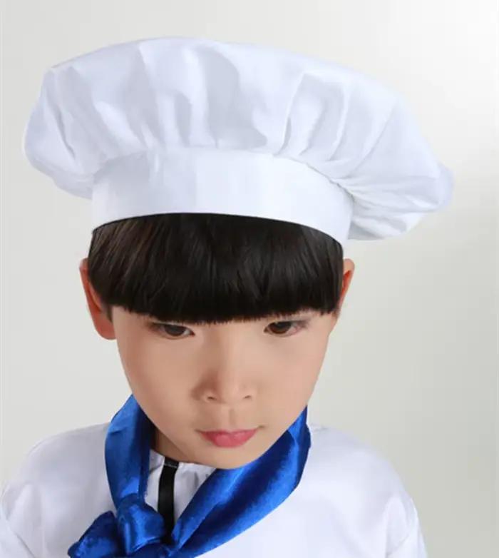 Chapeau de chef pour enfants, chapeau de travail en coton pour cuisine et restaurant, pour garçons,