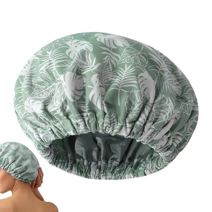 Bonnet de douche double couche imperméable pour femme, avec large bande élastique, réutilisable, accessoires de salle de bain
