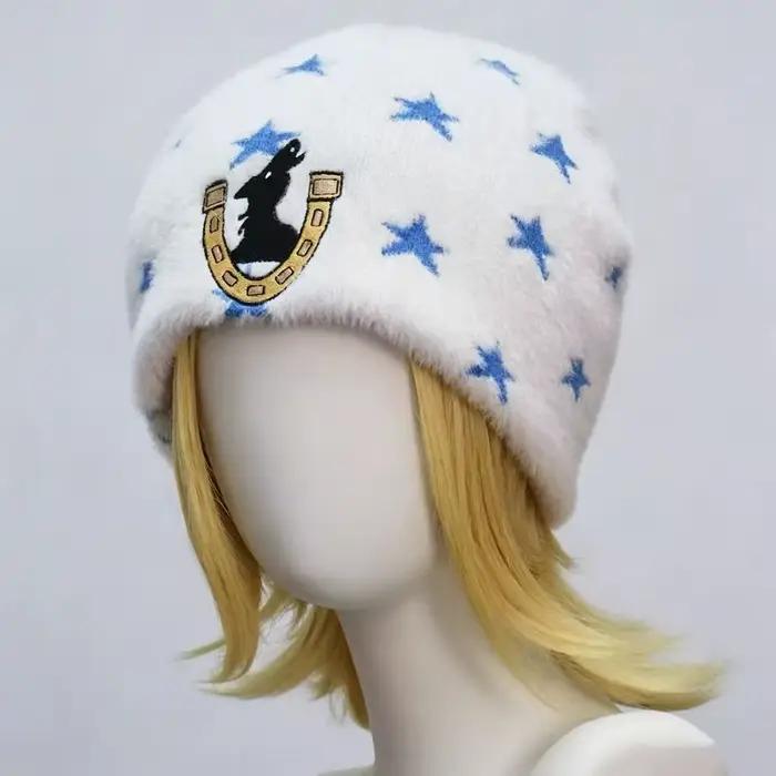 Chapeau Johnny SBR motif étoile peluche pour cosplay et usage quotidien fan anime JoJo's Bizarre Adventure ```