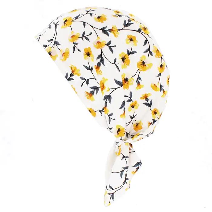 Turban floral en coton pour femmes, confortable et élégant pour perte de cheveux, occasions décontractées printemps automne