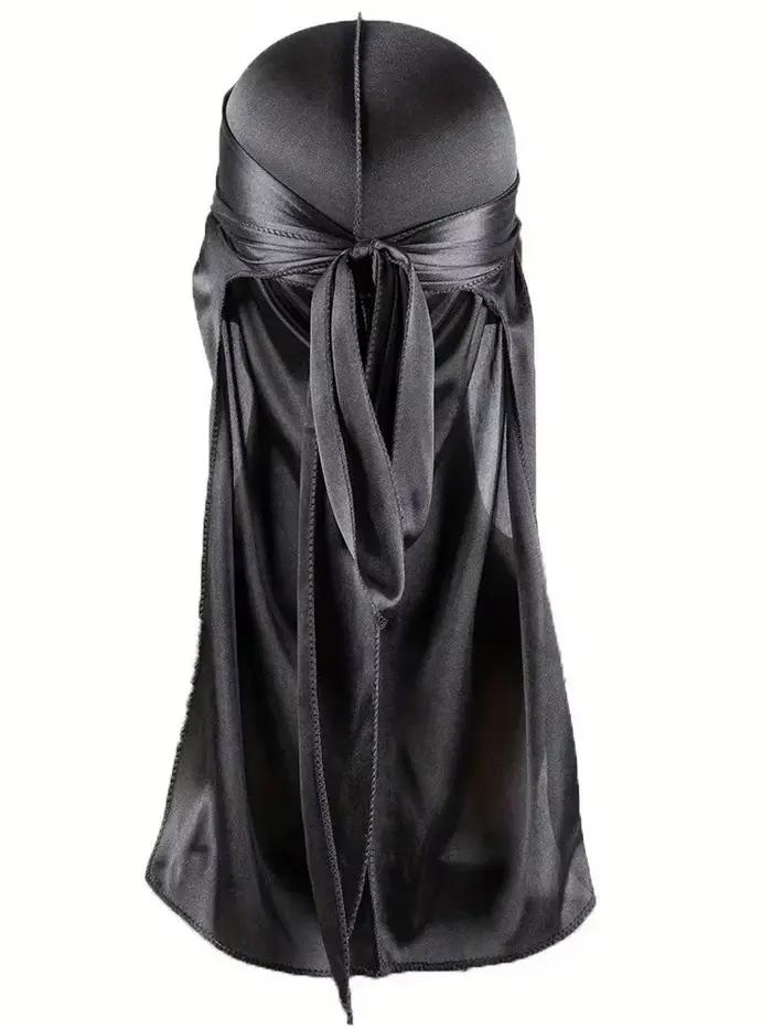 Durag en soie pour hommes blanc noir bandana ondulations look unique mode four seasons extérieur garde-robe polyvalent style confort