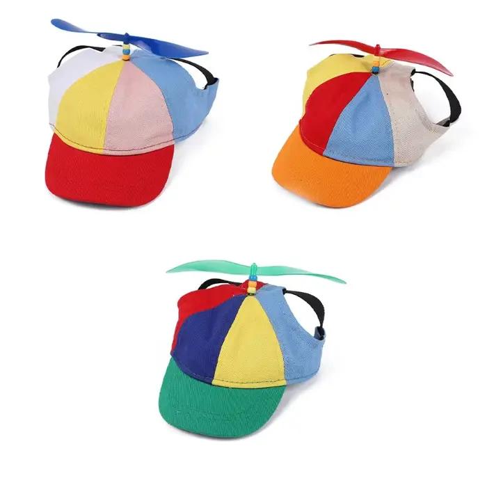 Chapeau à hélice pour animaux de compagnie en coton fin coloré pour chiens accessoire mode et protection soleil occasions extérieures
