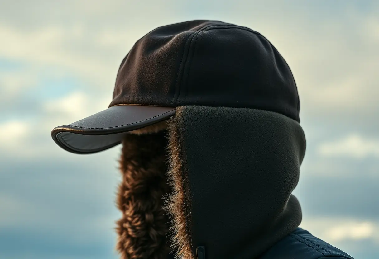 Un chapeau d'hiver avec rebord renforcé en cuir résistant aux éléments